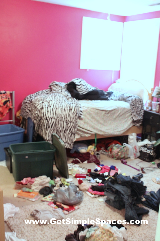 cluttered bedroom